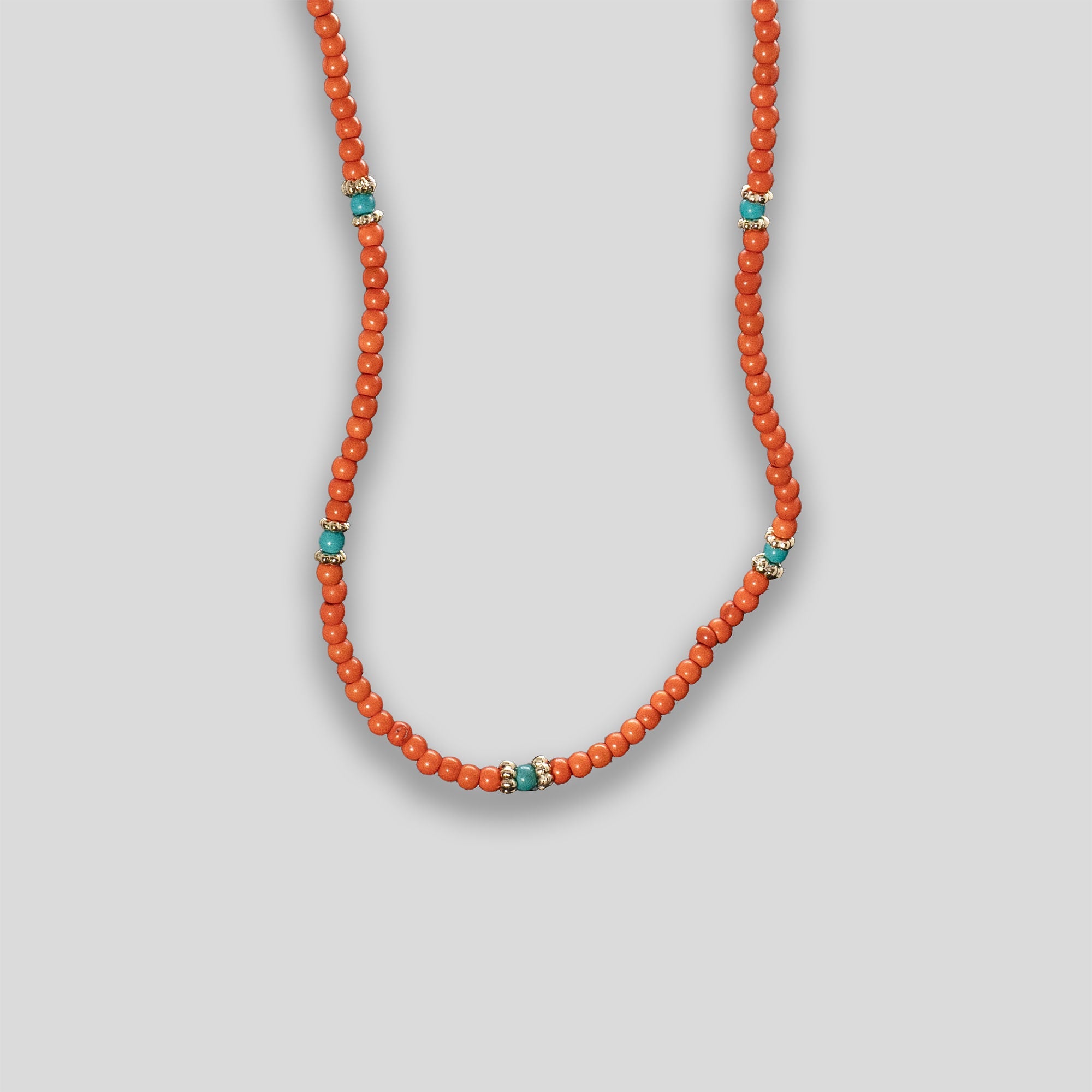 Beaded Segment Necklace - Coral