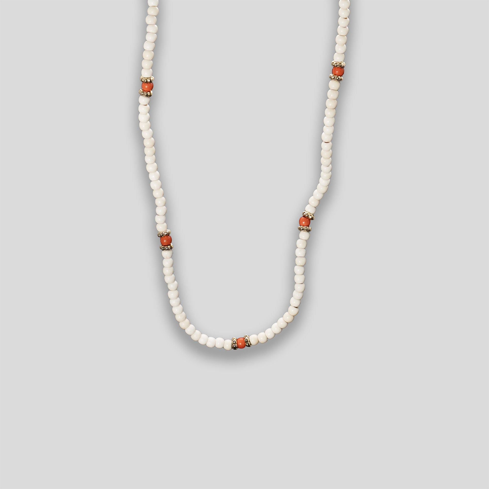 Beaded Segment Necklace - White