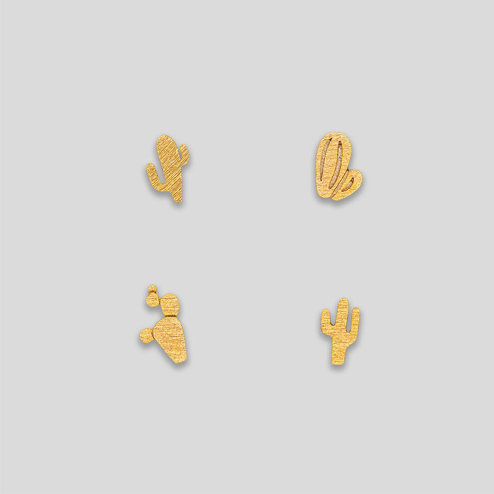 Cacti Stud Set Of 4 - Gold