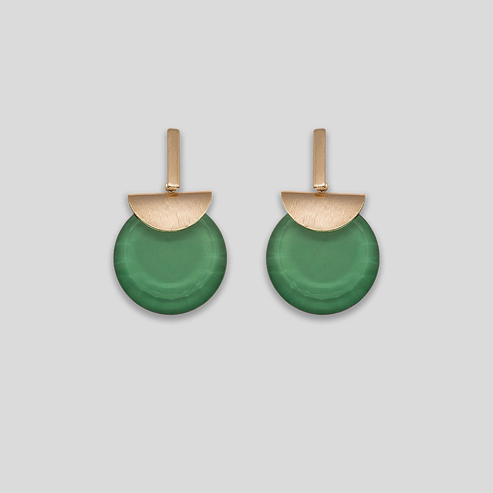 Circle Drop Earrings - Green