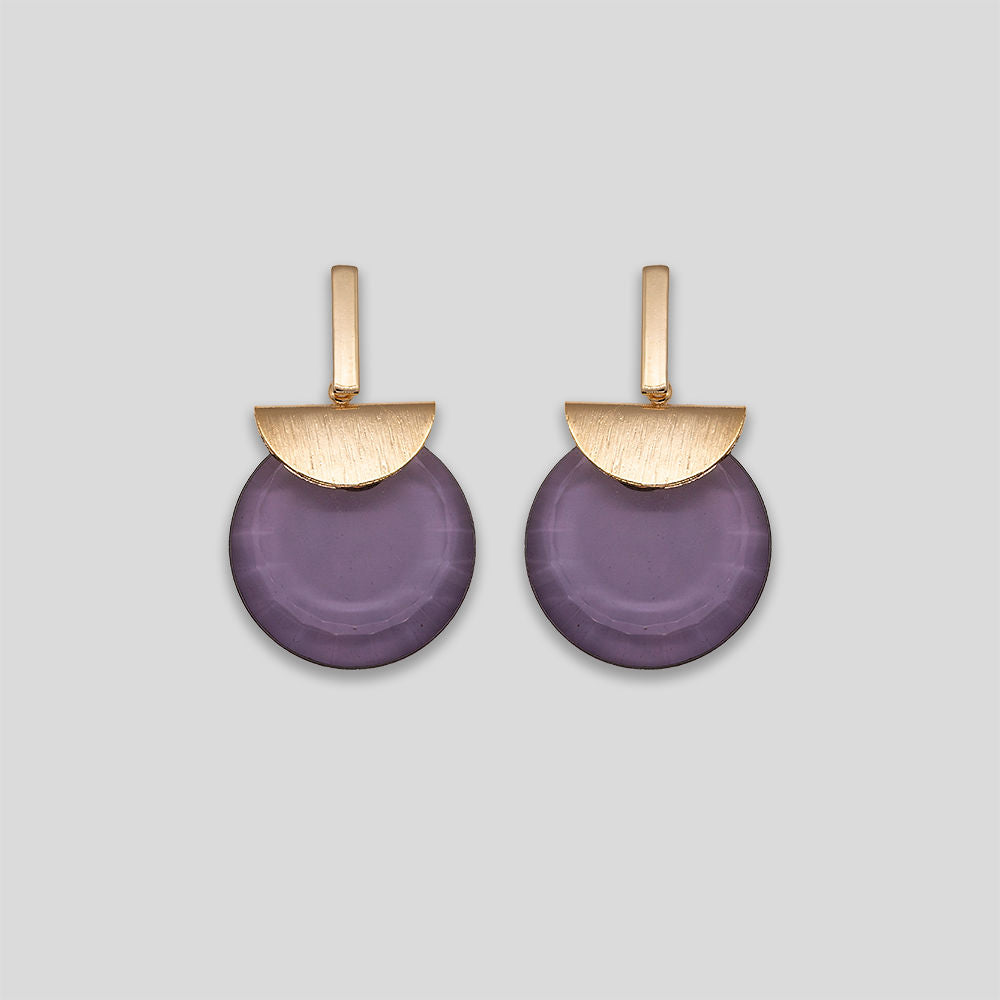 Circle Drop Earrings - Purple