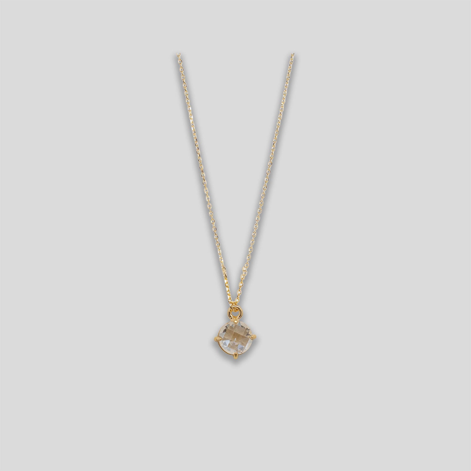 Circle Droplet Necklace - Gold/Clear