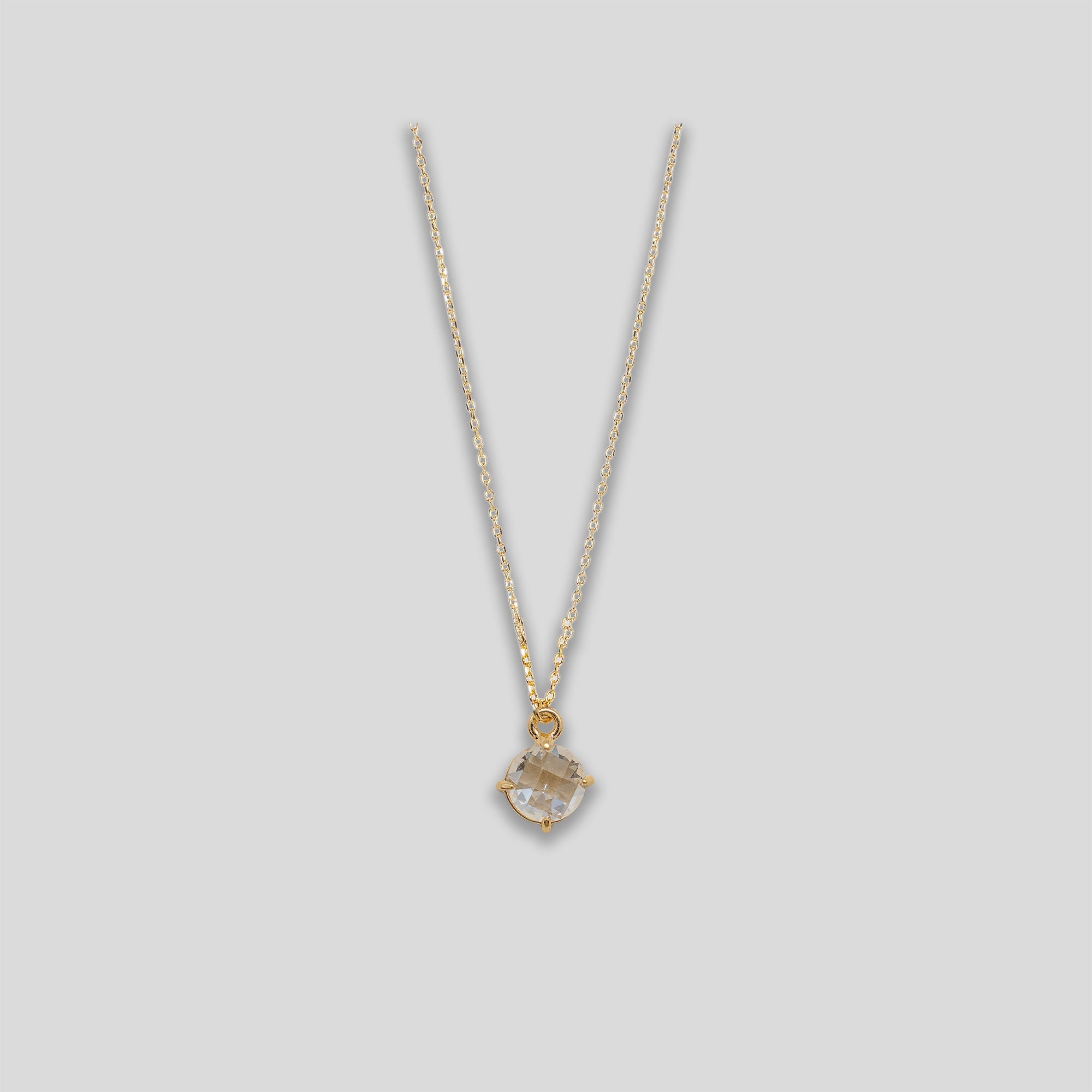 Circle Droplet Necklace - Gold/Clear