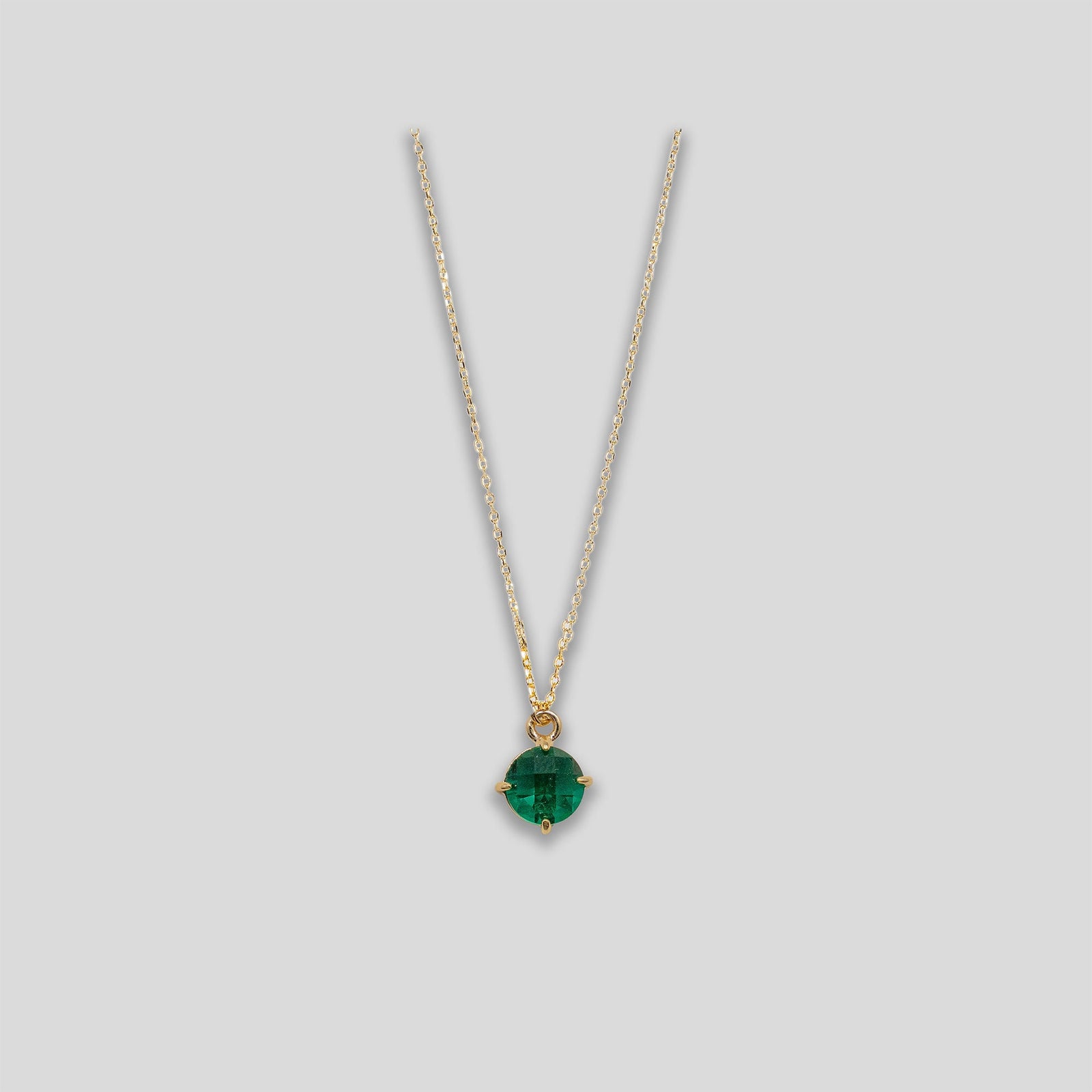 Circle Droplet Necklace - Gold/Emerald