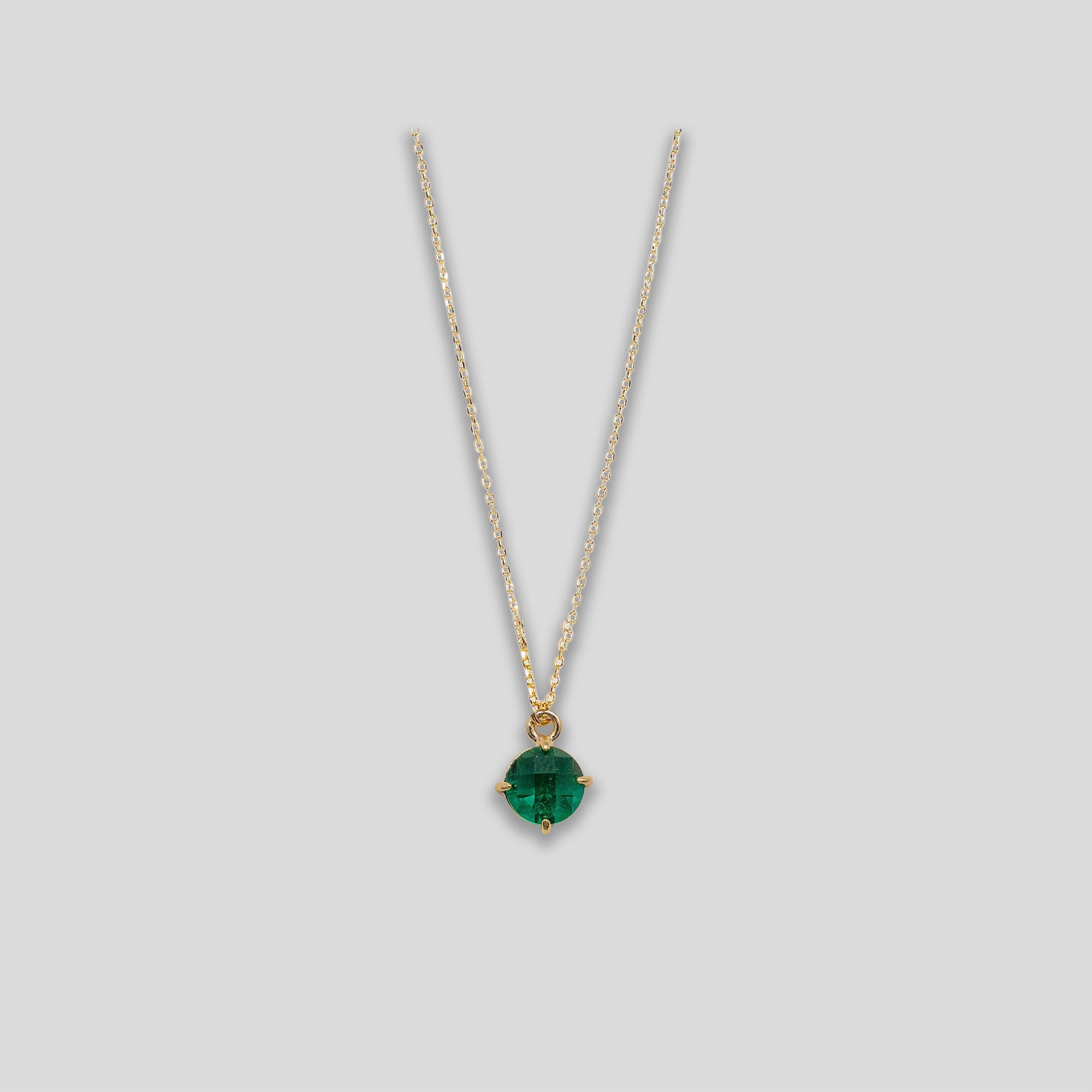 Circle Droplet Necklace - Gold/Emerald