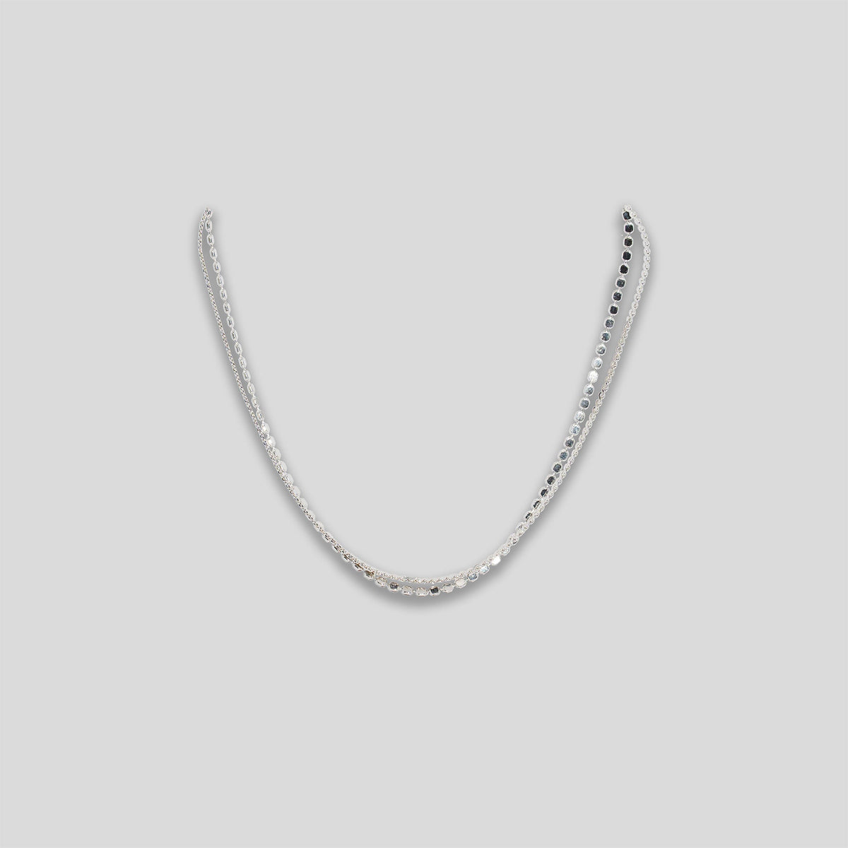 Circle Link Double Bracelet - Silver