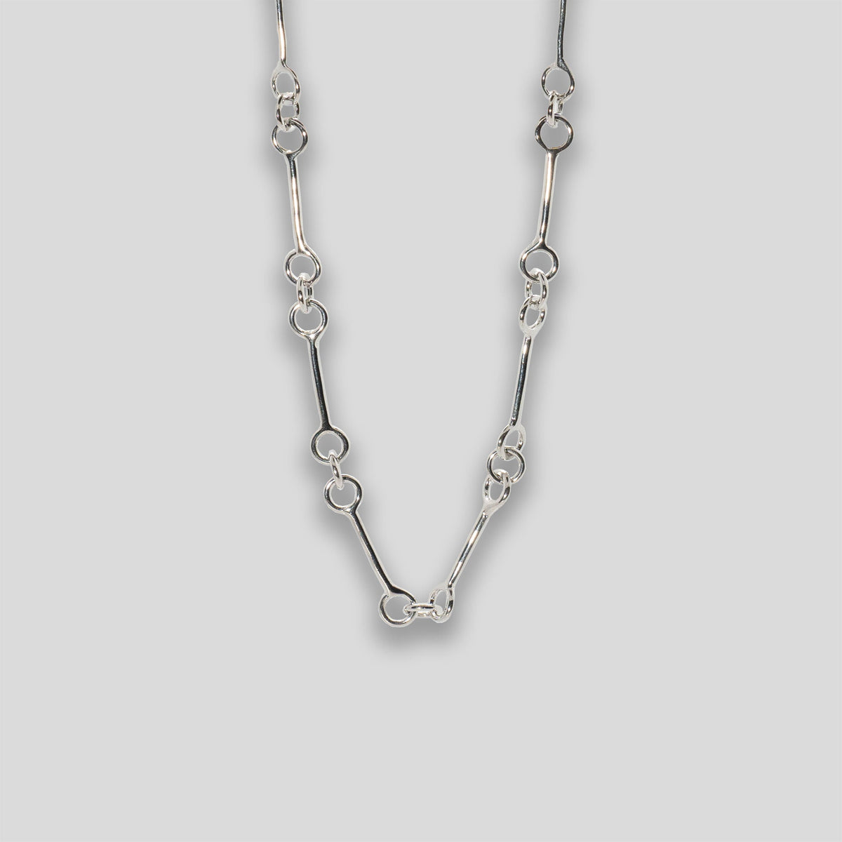 Circle Stick Chain Necklace - Silver