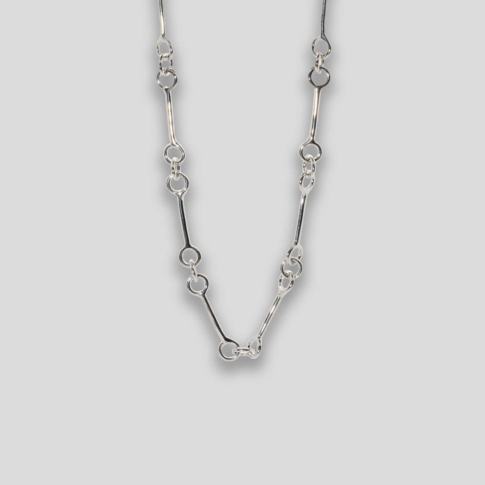 Circle Stick Chain Necklace - Silver