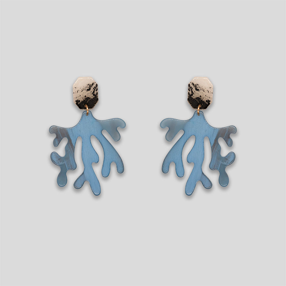 Coral Drop Resin Earrings - Pale Blue