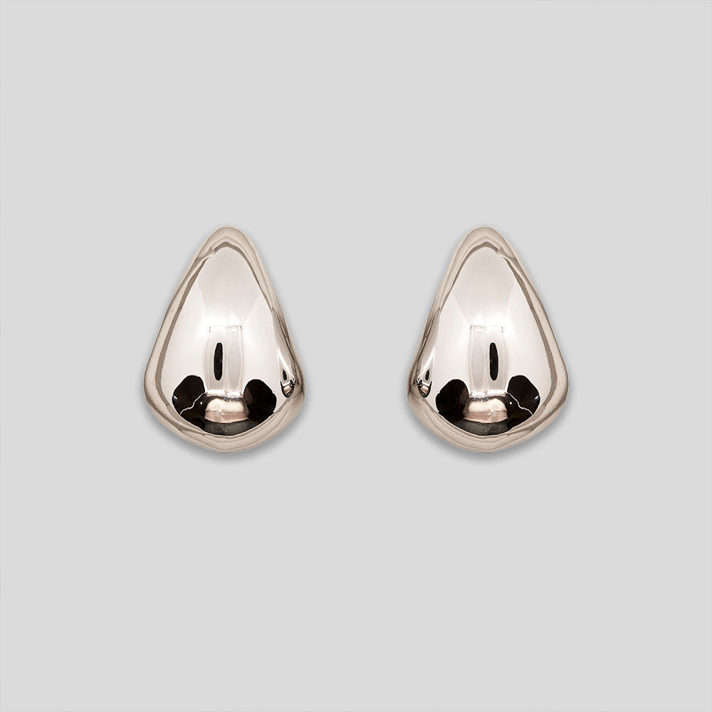 Curved Teardop Earrings - Silver