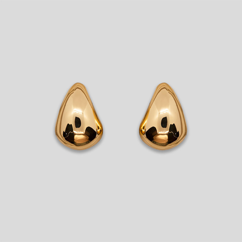 Curved Teardrop Earrings - Gold