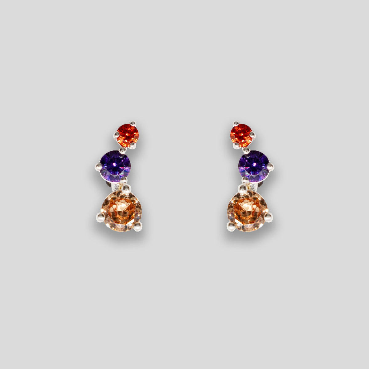 Diamante Balls Studs - Orange/Purple/Amber