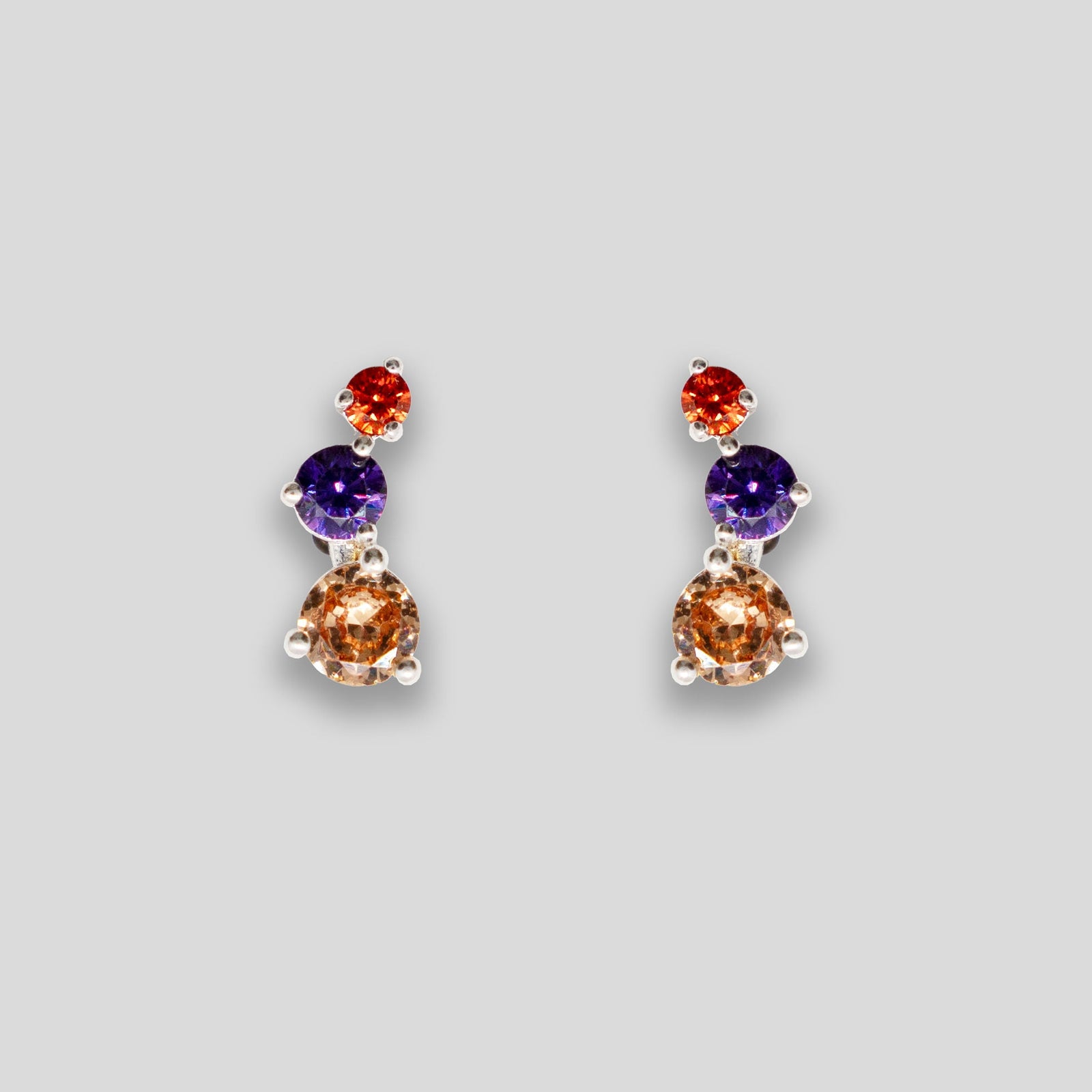 Diamante Balls Studs - Orange/Purple/Amber