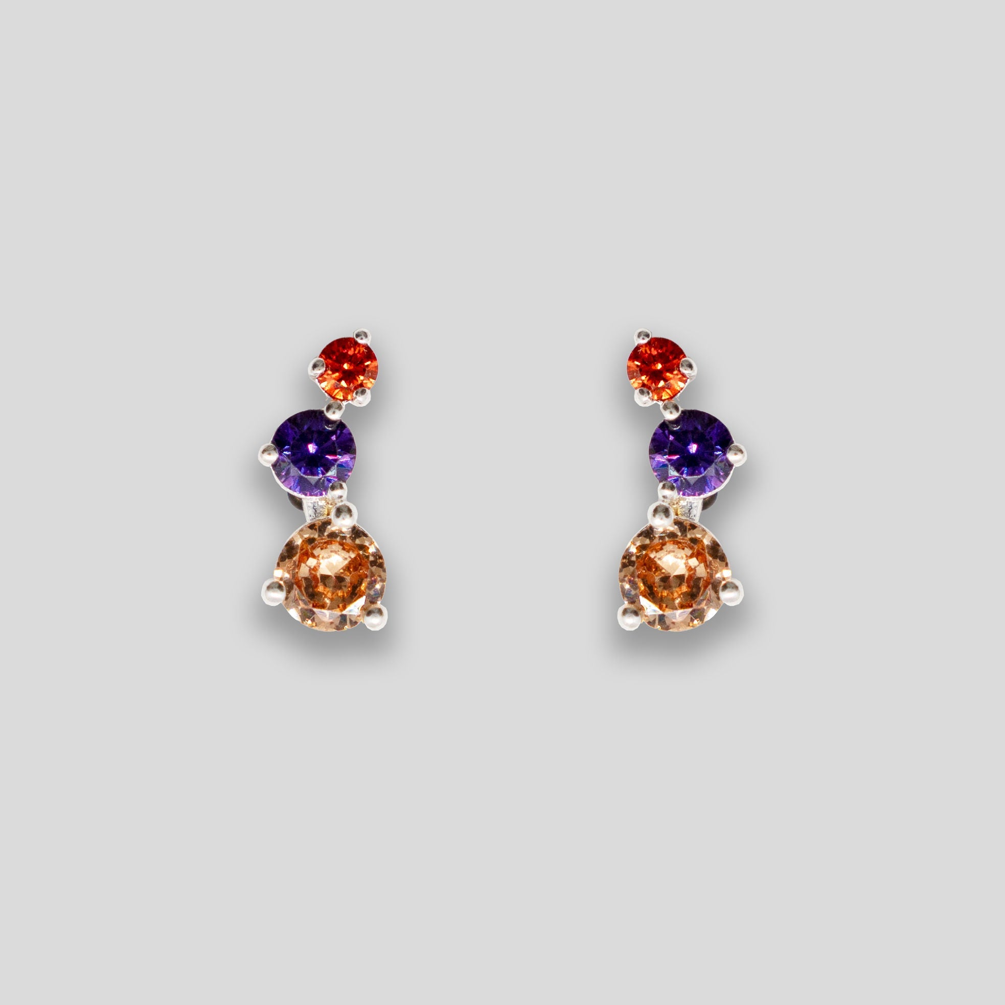 Diamante Balls Studs - Orange/Purple/Amber