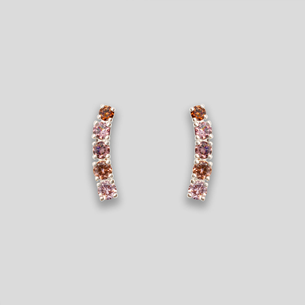 Diamante Circle Line Studs - Purple