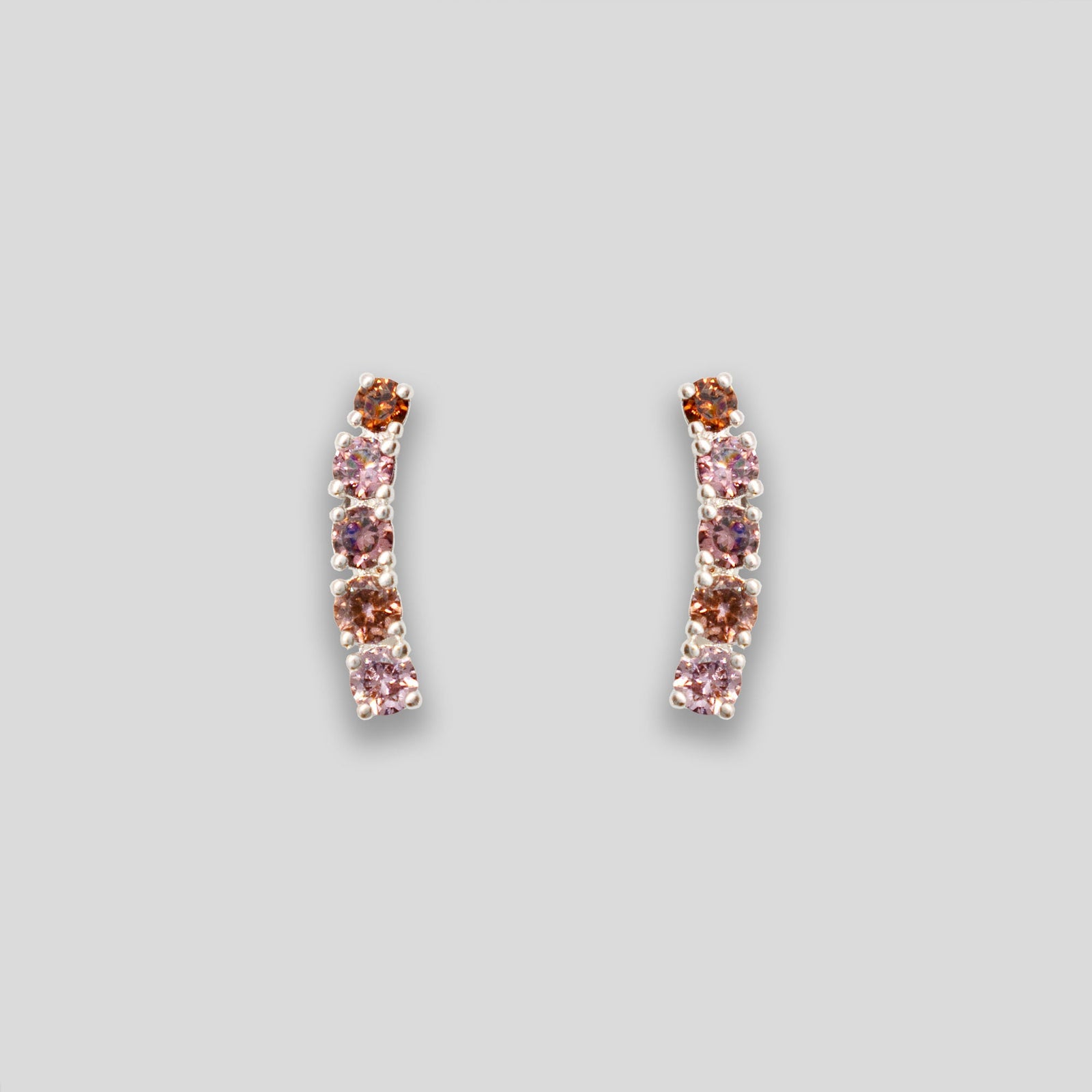 Diamante Circle Line Studs - Purple