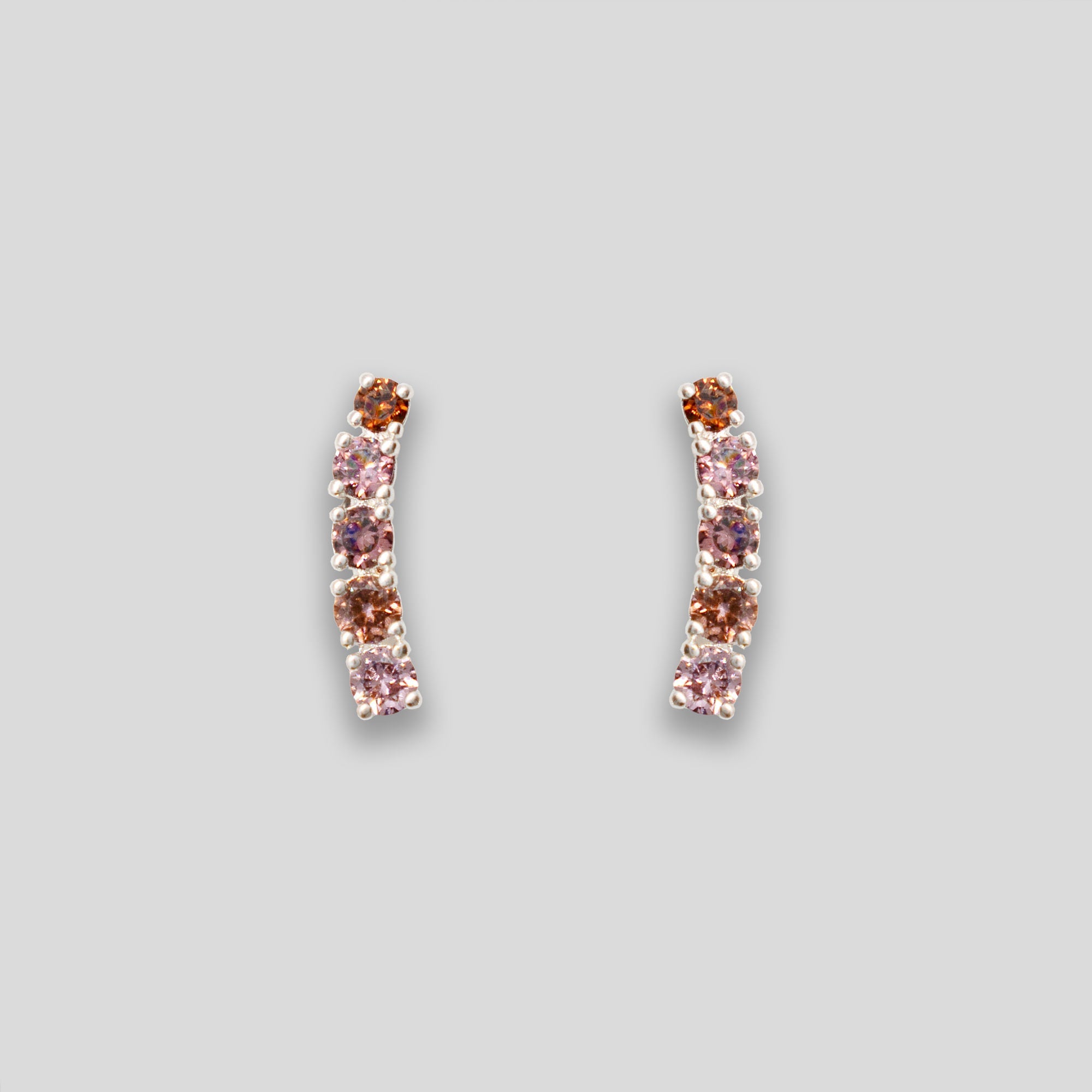 Diamante Circle Line Studs - Purple