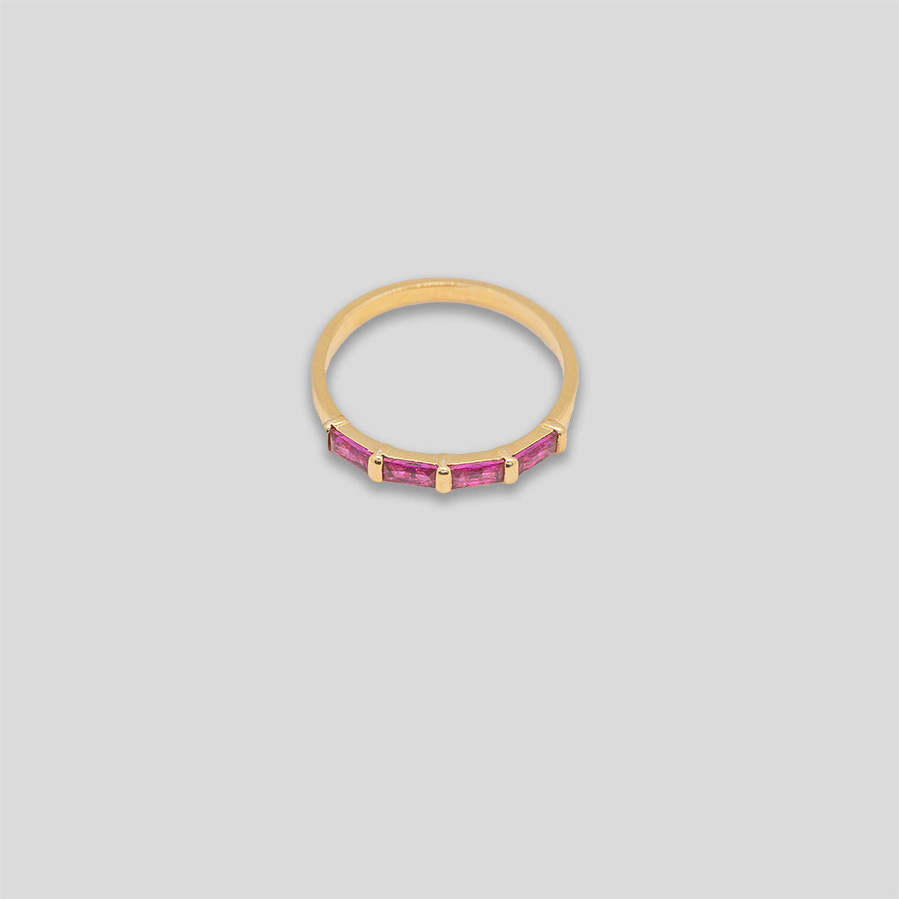 Diamante Line Ring - Gold/Hot Pink