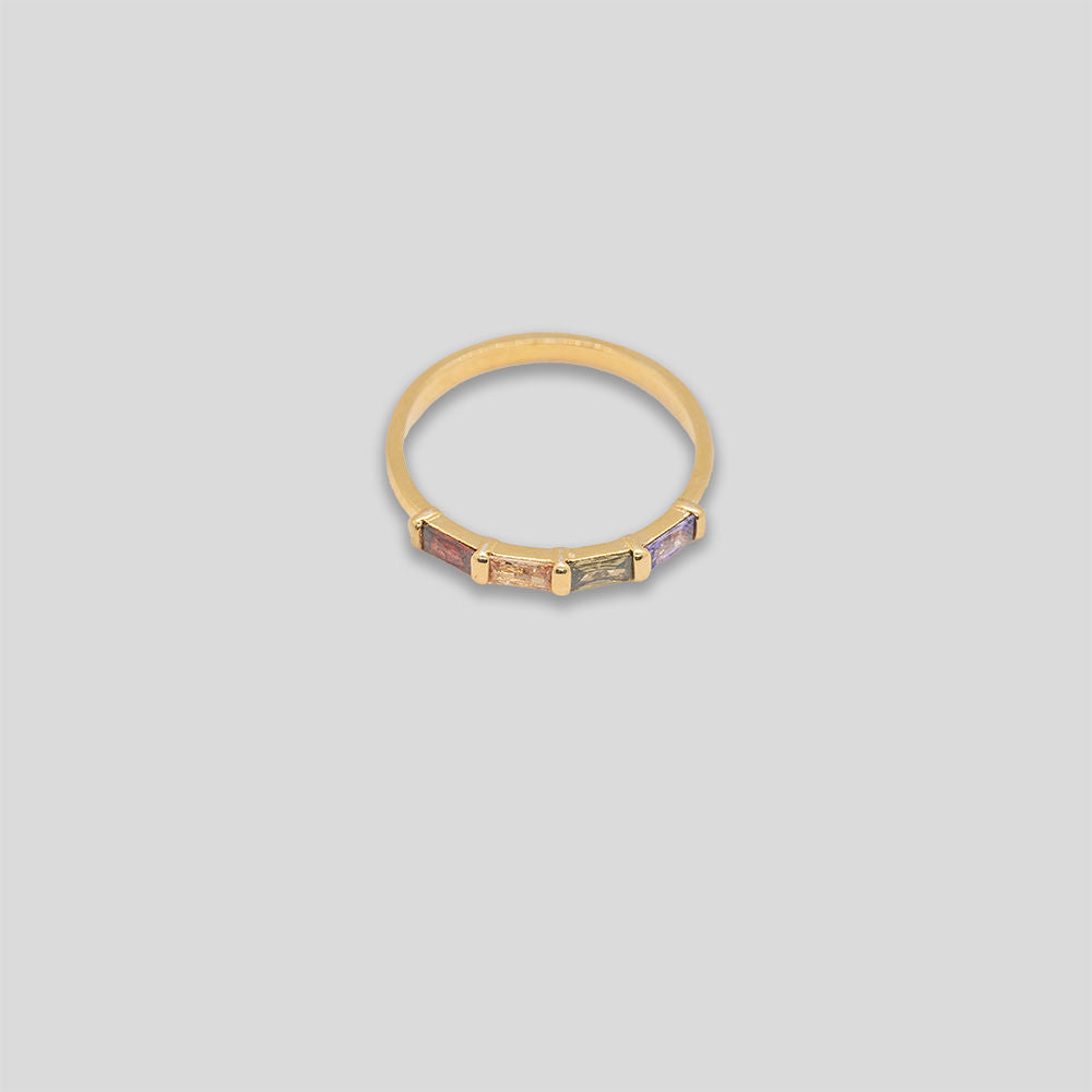 Diamante Line Ring - Gold/Purple/Amber/Olive