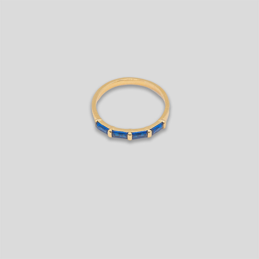 Diamante Line Ring - Gold/Royal Blue