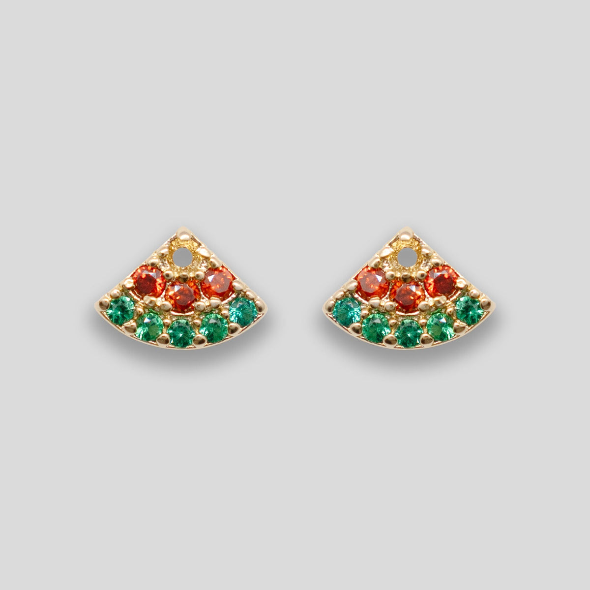 Diamante Watermelon Studs - Red/Gold