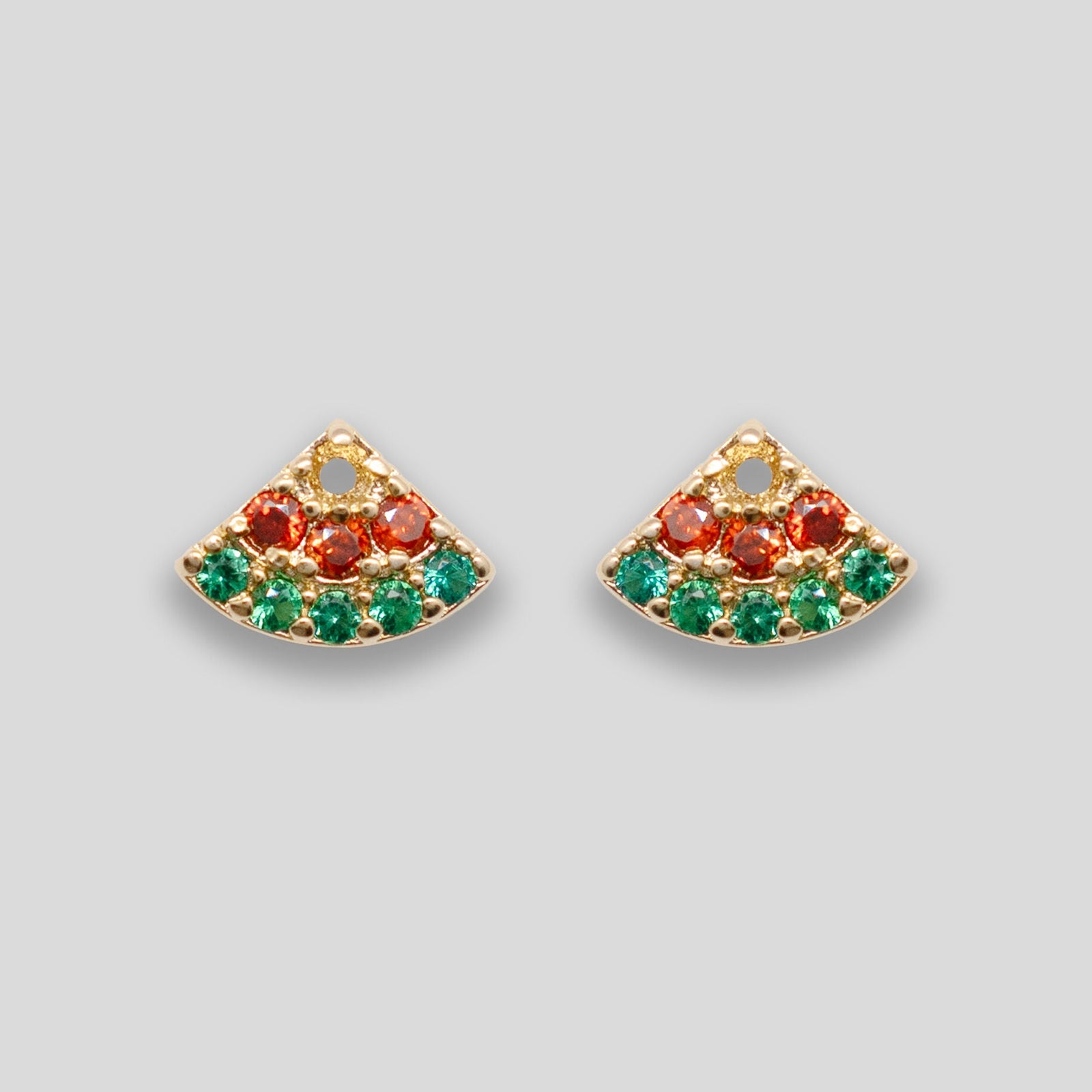 Diamante Watermelon Studs - Red/Gold