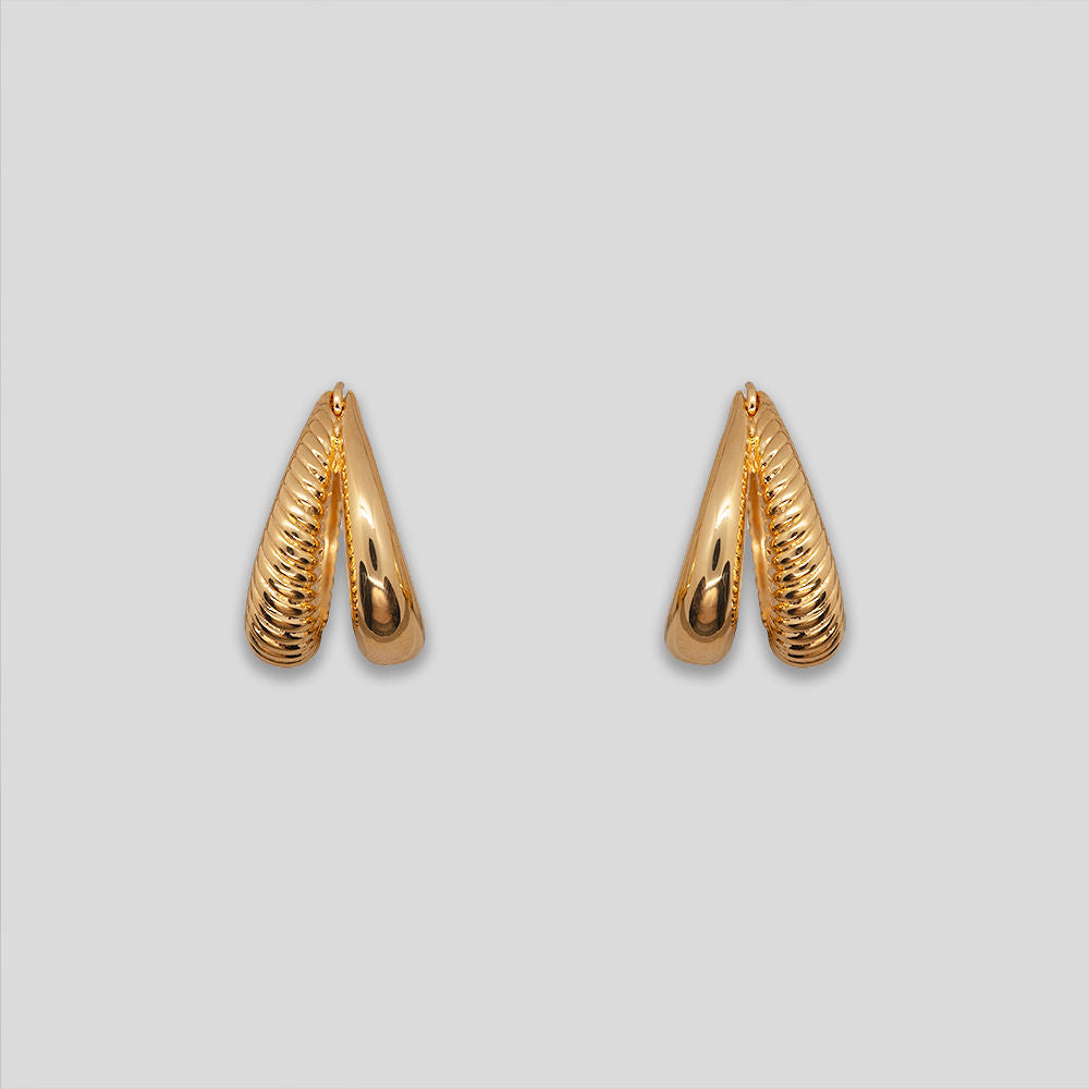 Double Teardrop Hoops - Gold