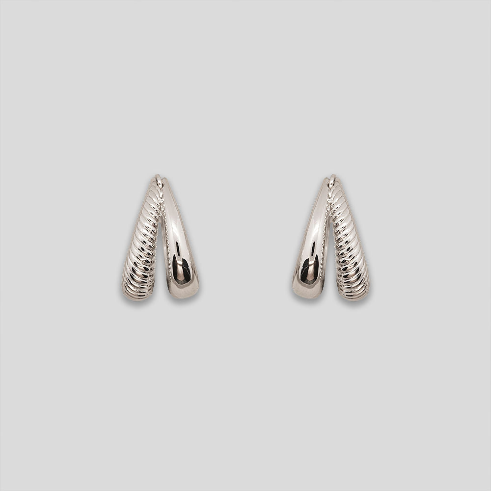 Double Teardrop Hoops - Silver