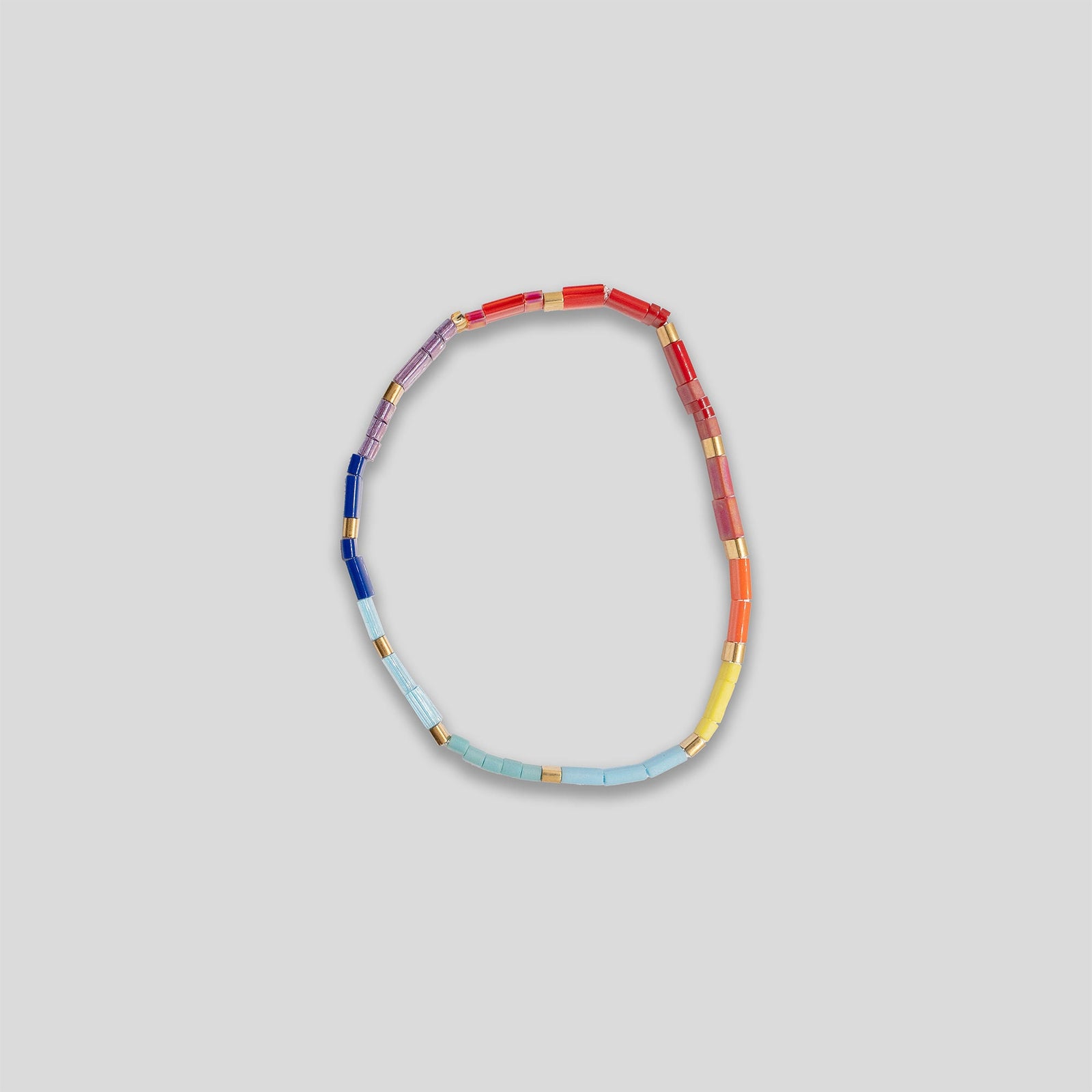 Flat Bar Beaded Bracelet - Rainbow