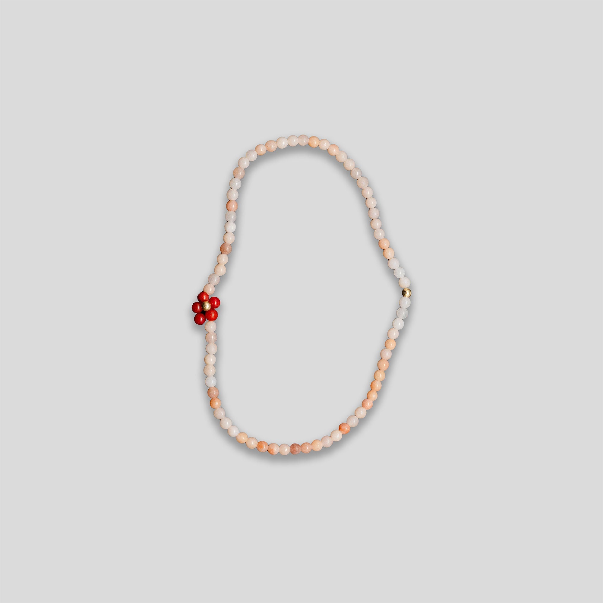 Flower Beaded Bracelet - Peach