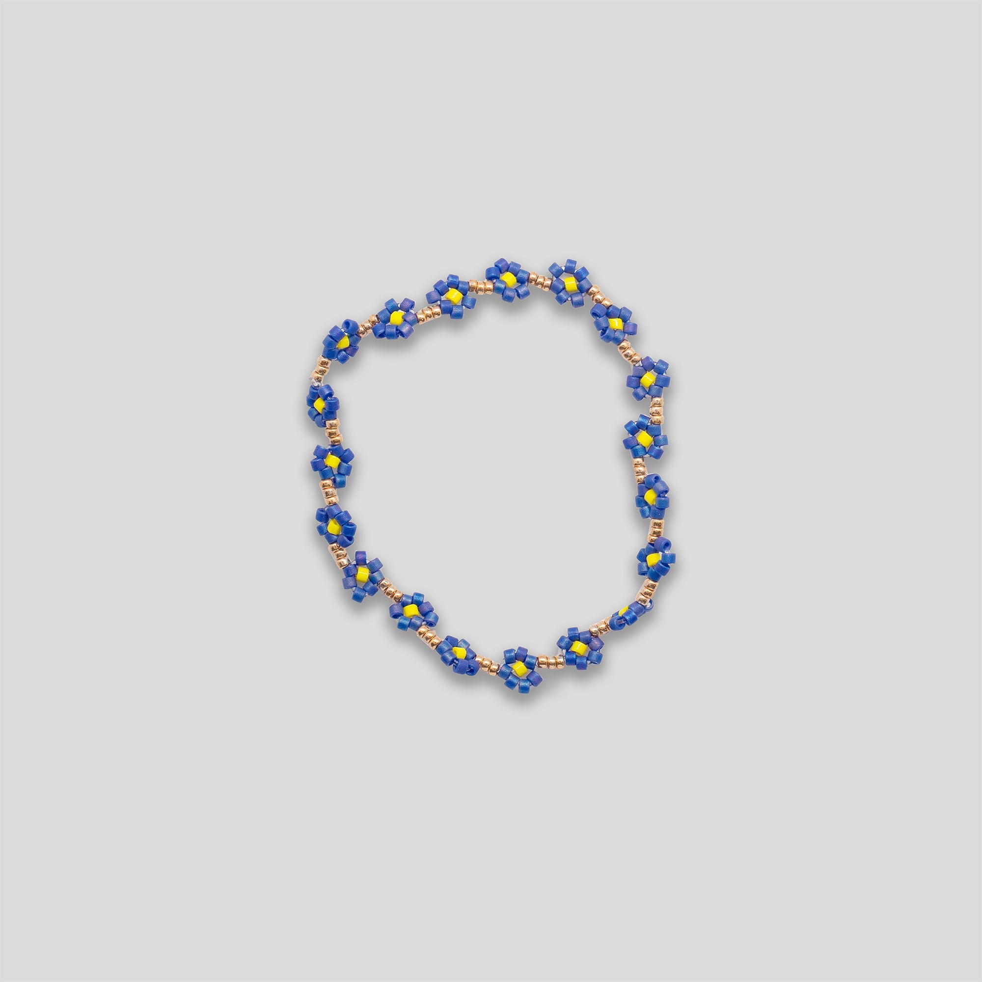 Flower Chain Beaded Bracelet - Blue