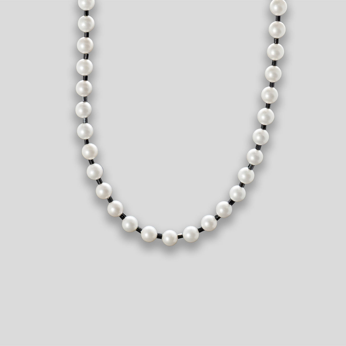 Freshwater Pearl &amp; Bead Necklace - Pearl/Black