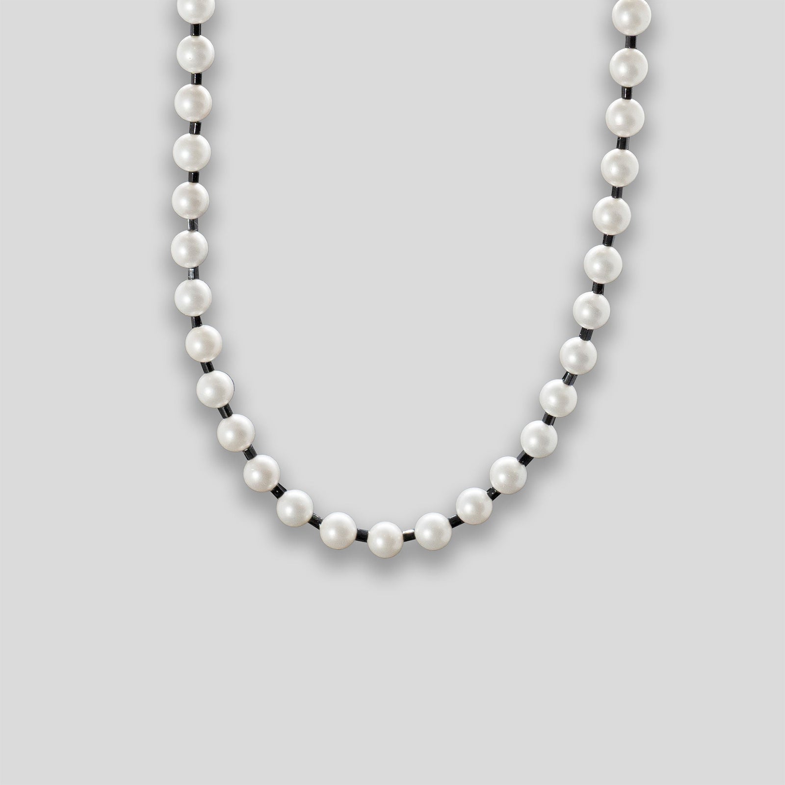 Freshwater Pearl & Bead Necklace - Pearl/Black