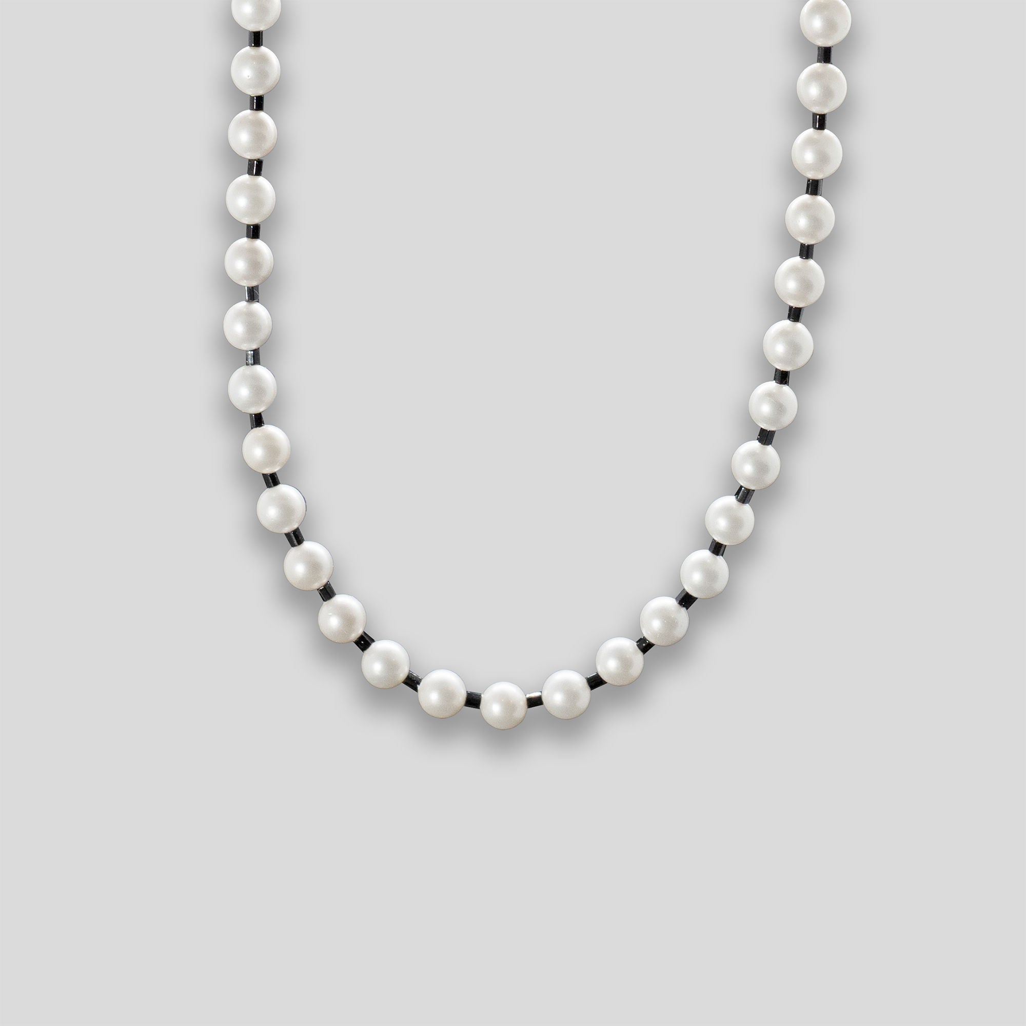 Freshwater Pearl & Bead Necklace - Pearl/Black