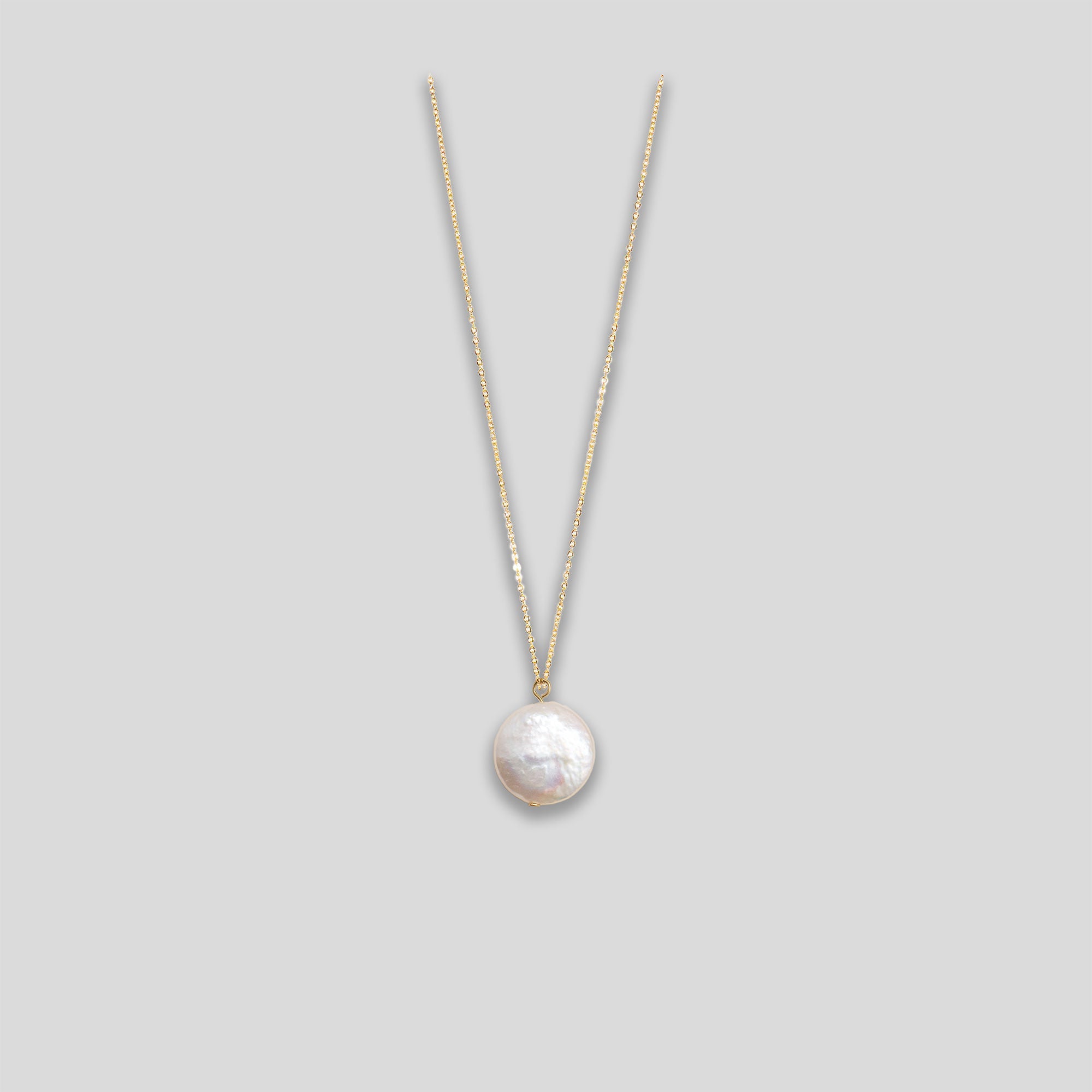 Freshwater Pearl Necklace - Flat Drop - Gold/Pearl