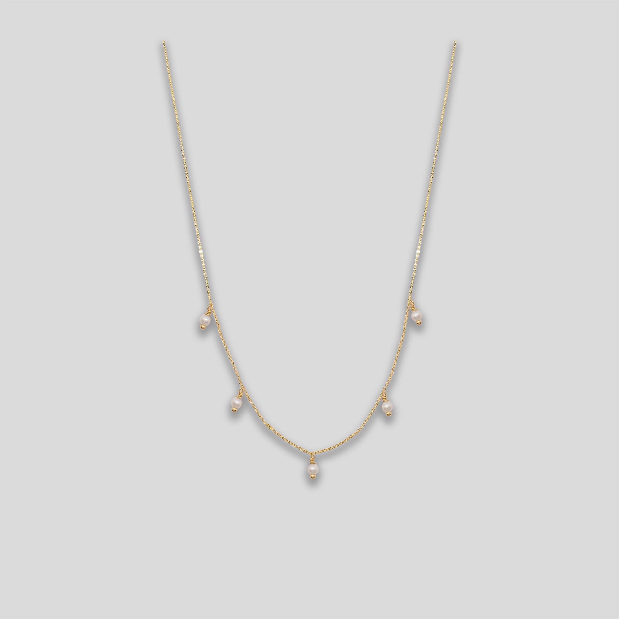 Freshwater Pearl Necklace - Mini Dropets - Gold/Pearl