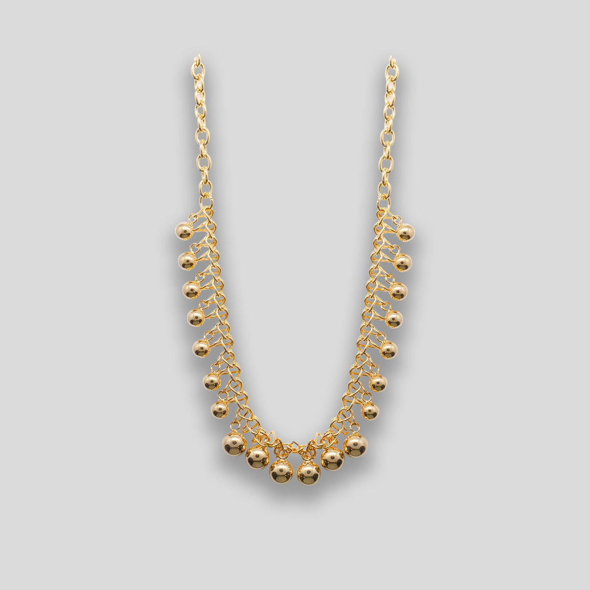 Fringe Ball Chain Necklace - Gold