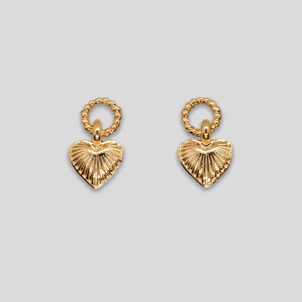 Heart Drop Studs - Gold