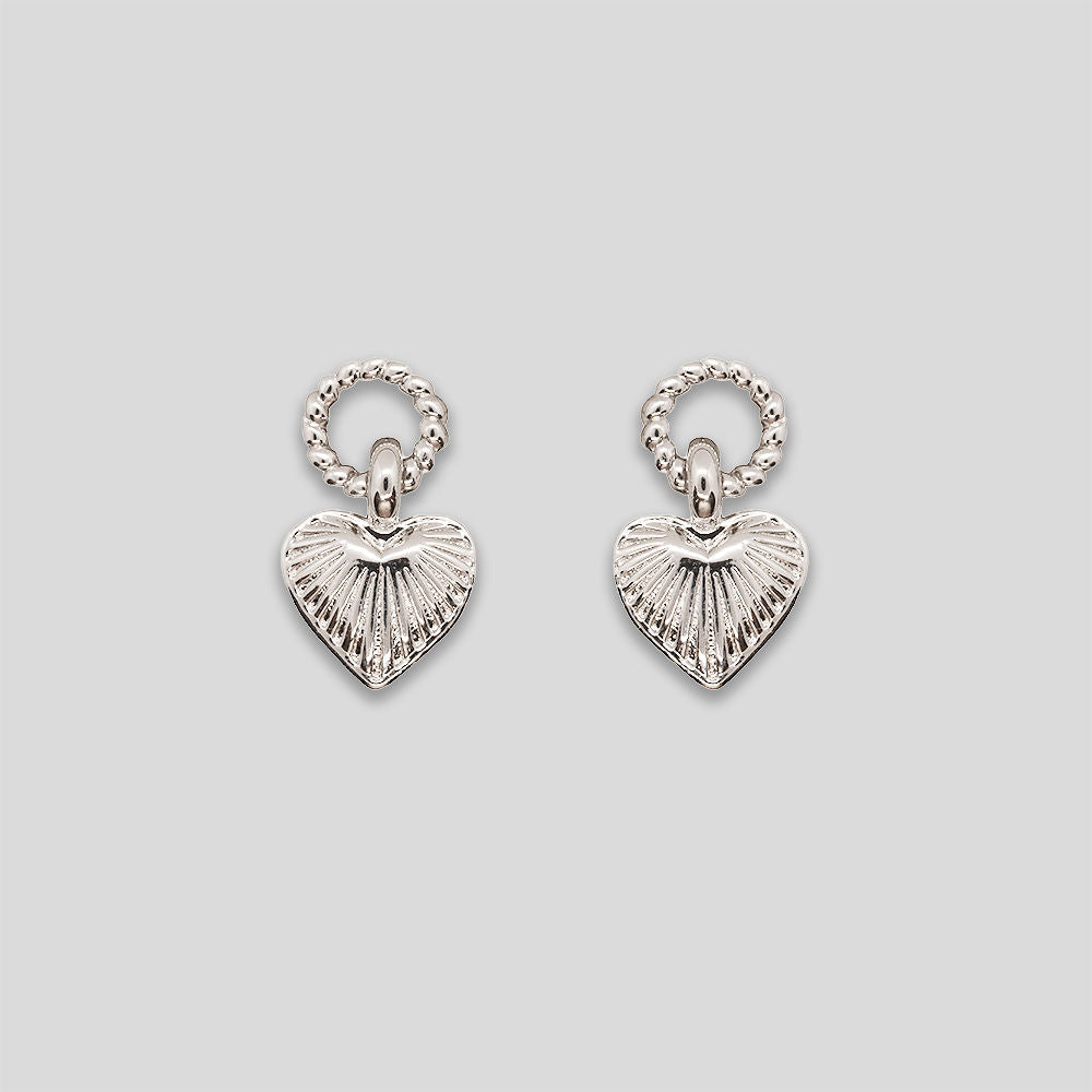 Heart Drop Studs - Silver