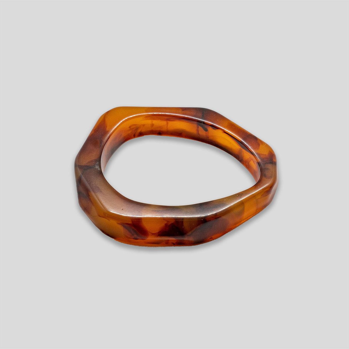 Irregular Egg Resin Bangle - Amber Smoke