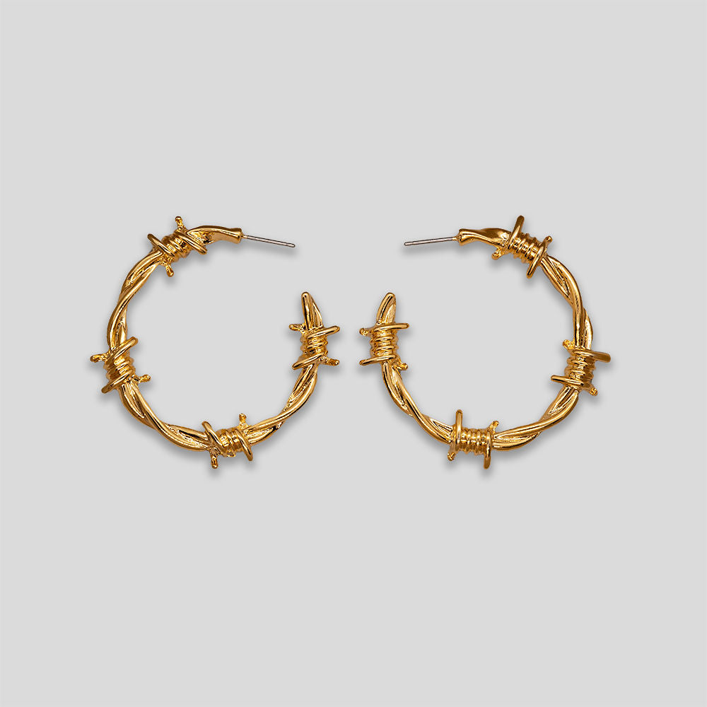 Large Barbed Wire Hoops - Gold