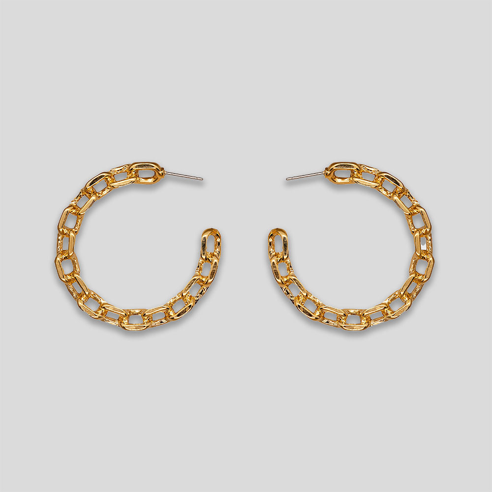 Large Chain Hoops - Gold