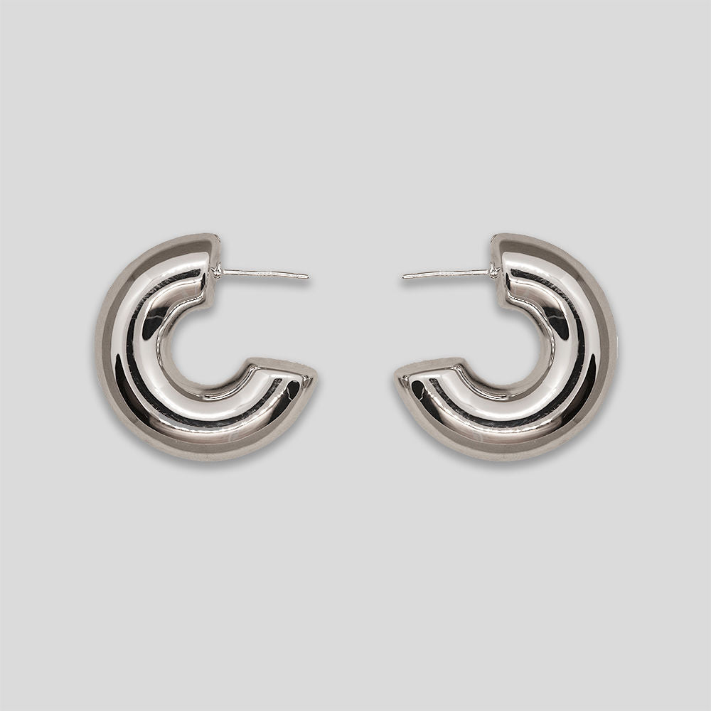 Large Thick Hoops - Silver