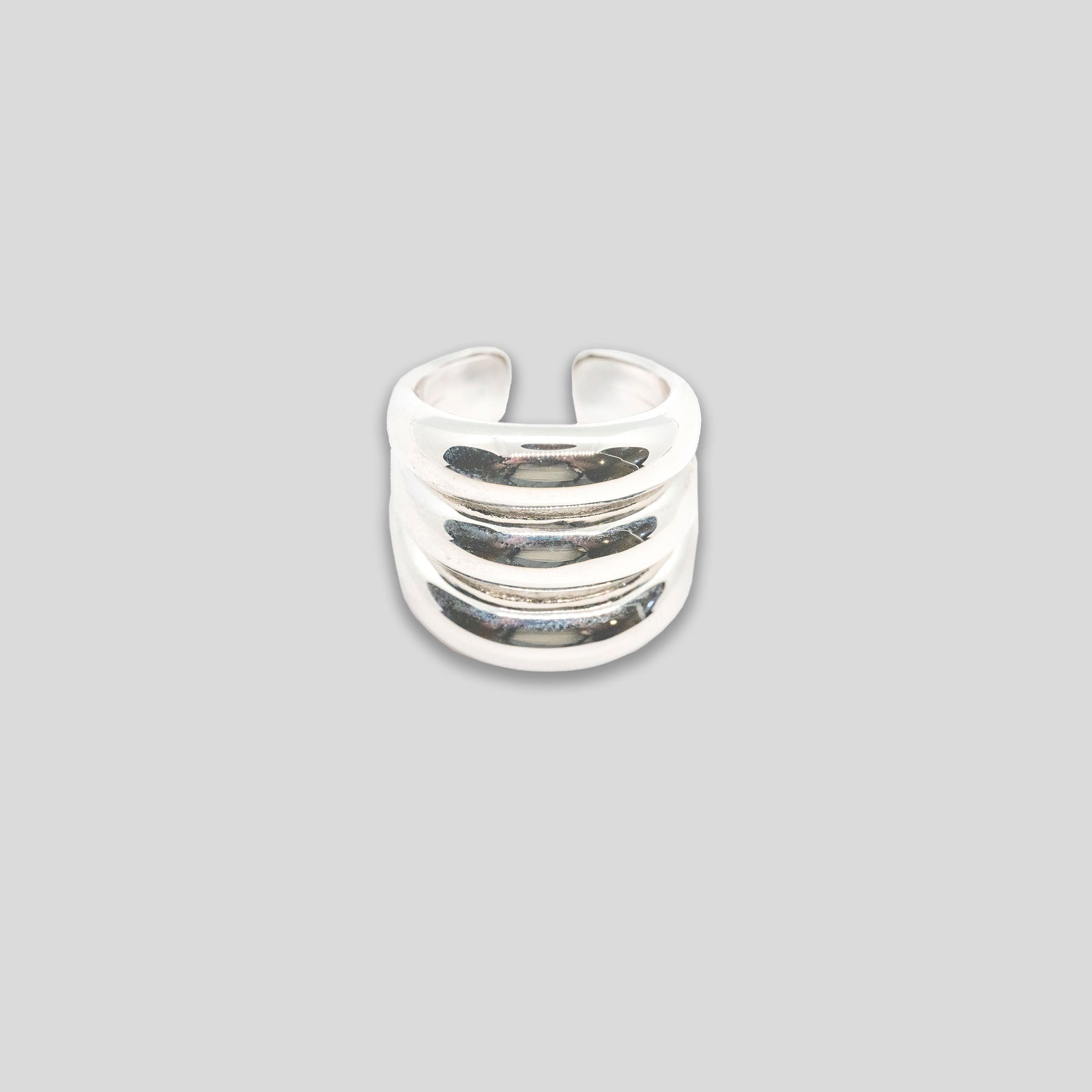 Large Triple Rib Ring - Silver