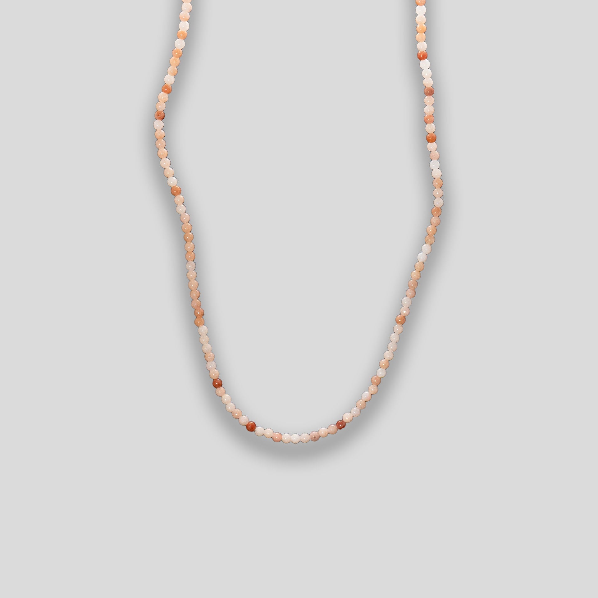 Long Beaded Stone Necklace - Peach