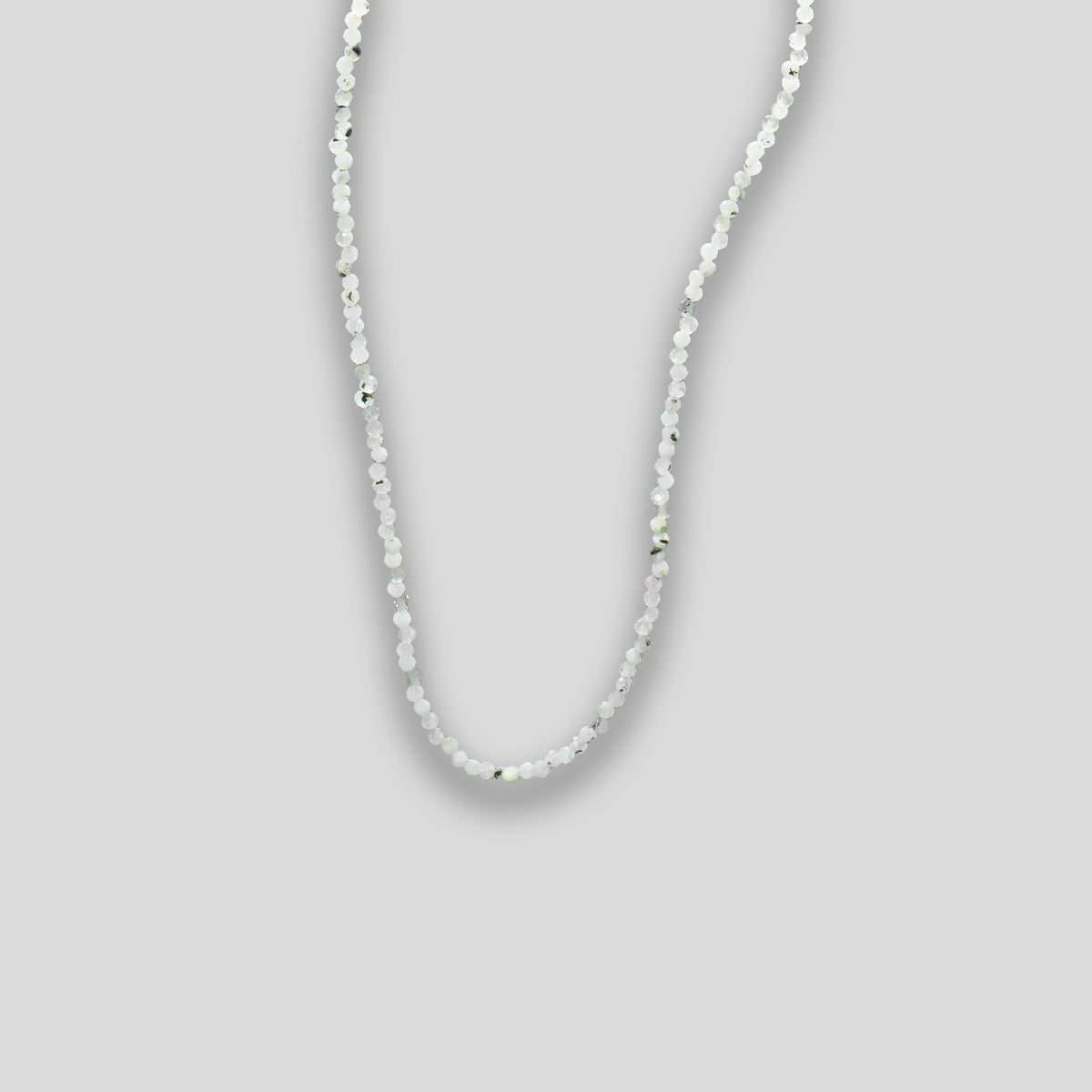 Long Beaded Stone Necklace - White