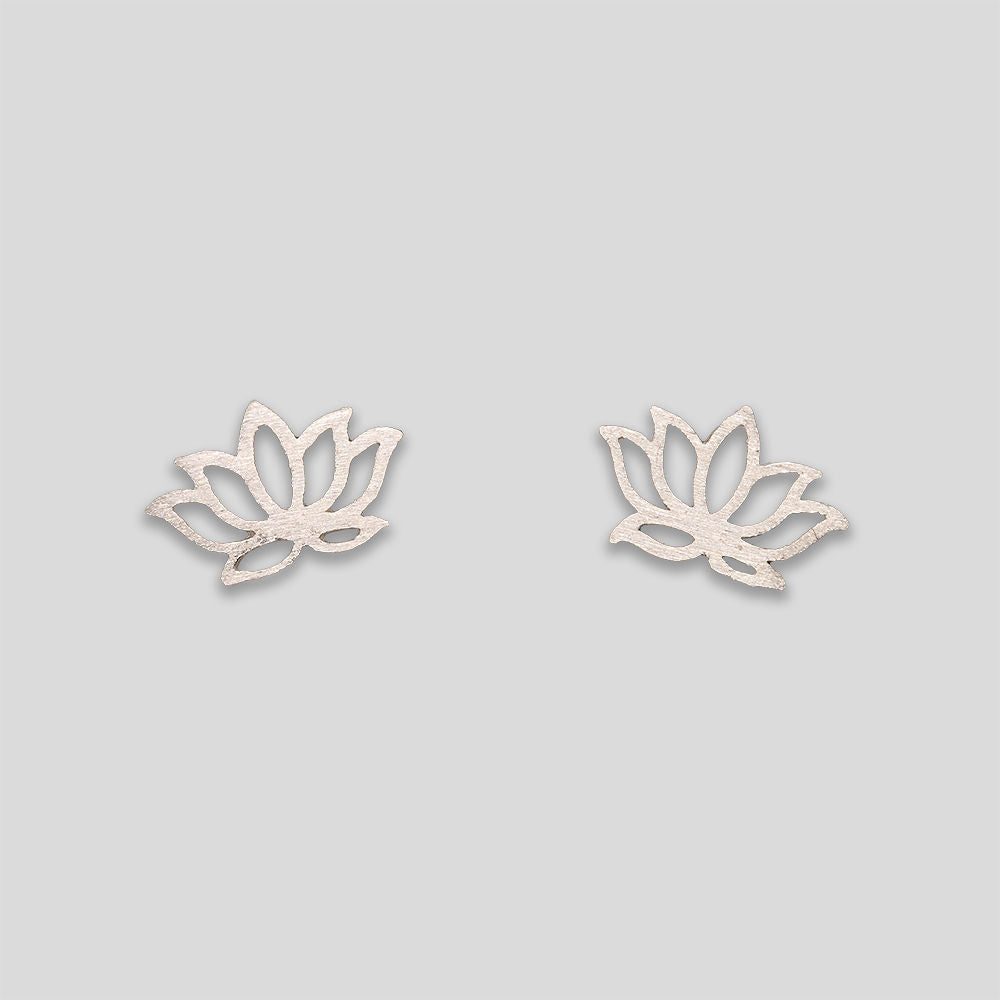 Lotus Outline Studs - Silver