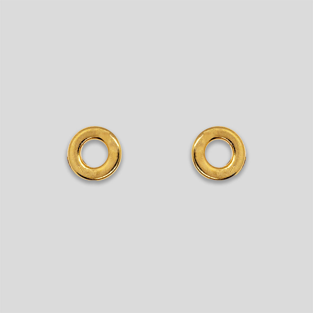 Mini Circle Outline Studs - Gold