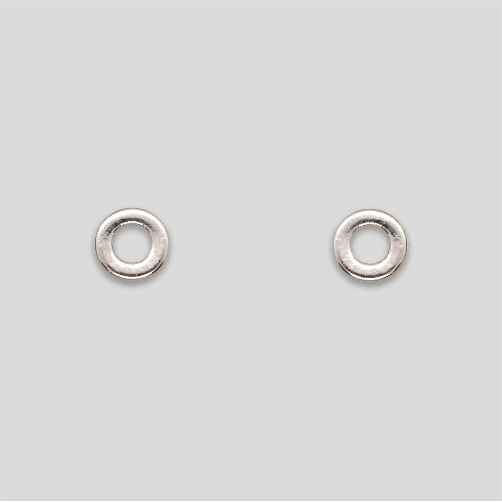 Mini Circle Outline Studs - Silver