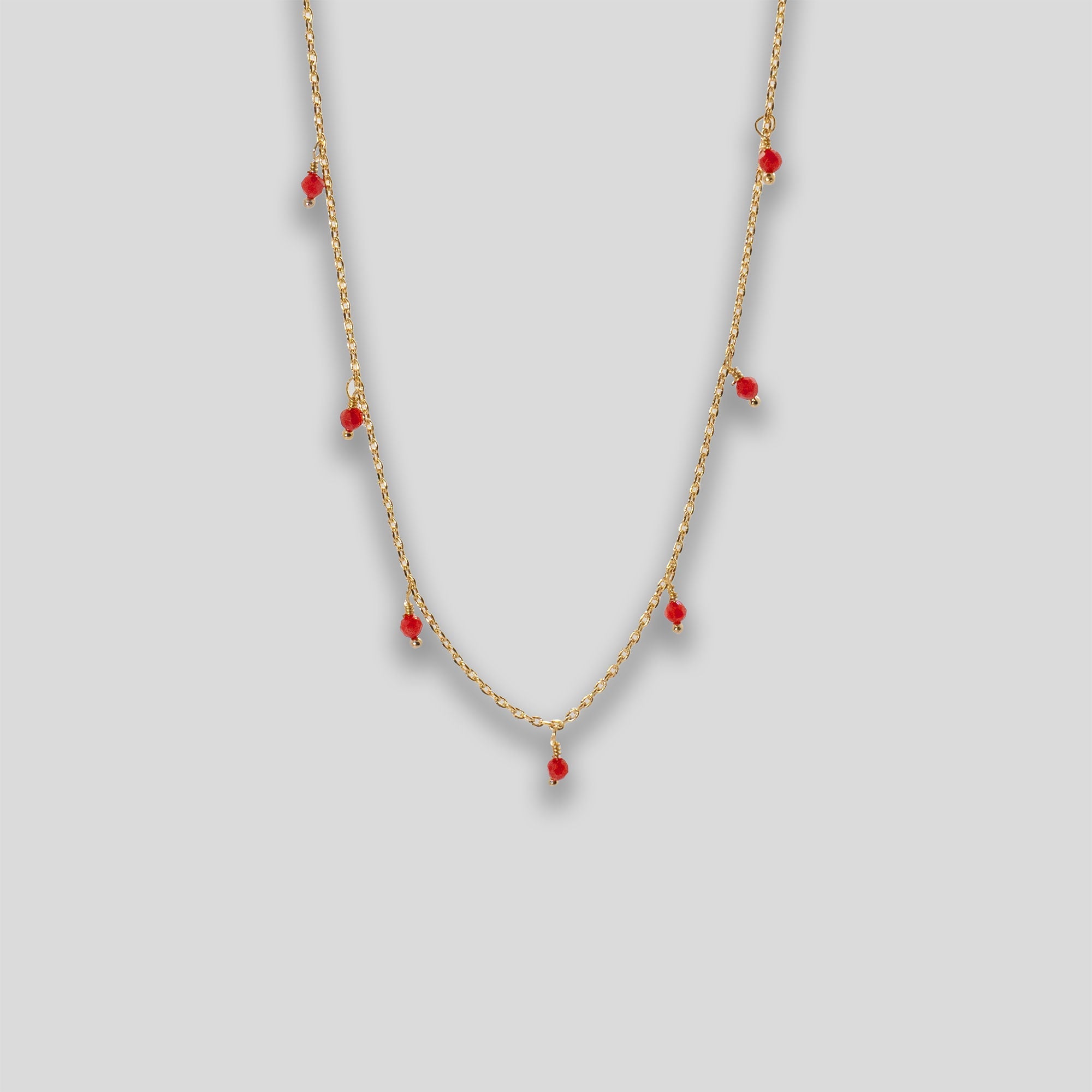 Mini Droplets Necklace - Gold/Red